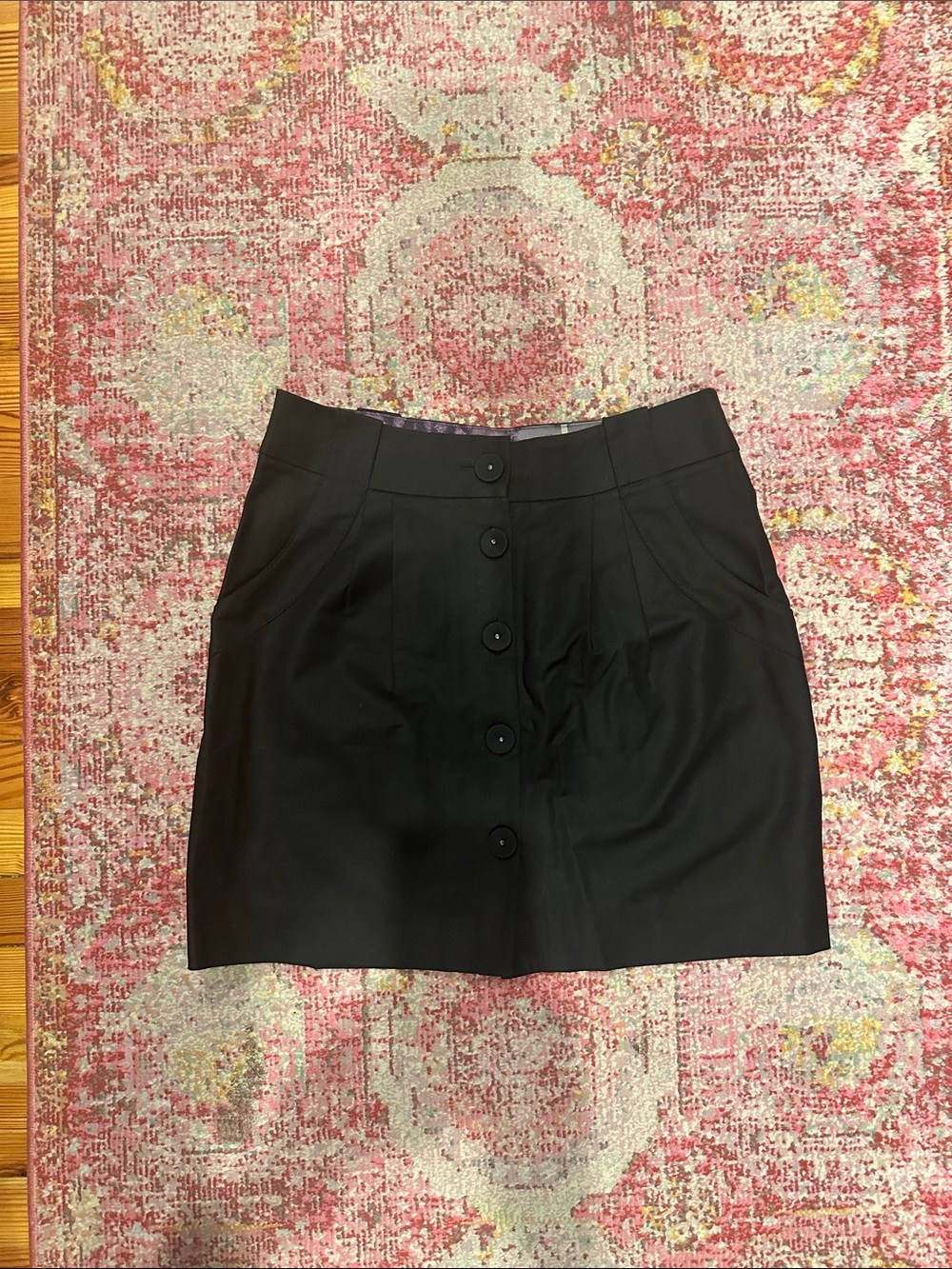Rebecca Taylor Black Button-Front Mini Skirt